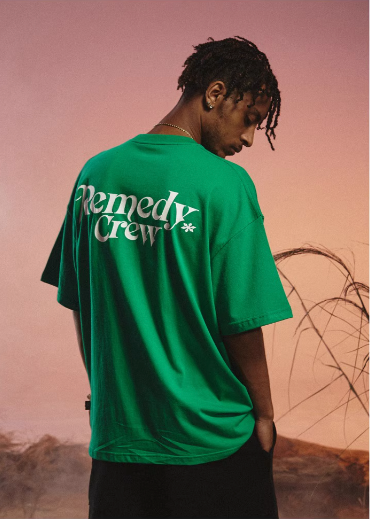 Remedy Gothic Font Logo Print Basic Tee | Face 3 Face