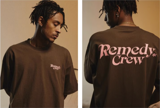Remedy Gothic Font Logo Print Basic Tee | Face 3 Face