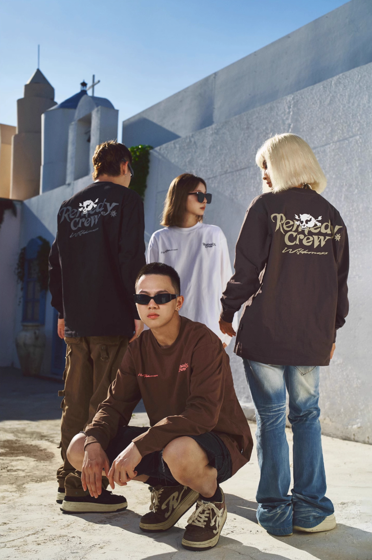 Remedy Skull Logo Print Long Sleeve Tee | Face 3 Face