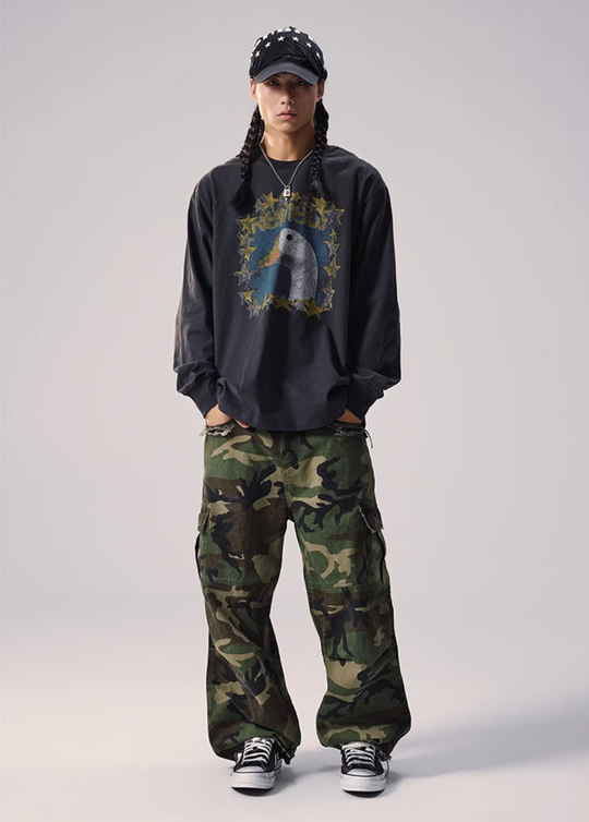 Remedy Duck and Star Aged Print Long Sleeve Tee | Face 3 Face