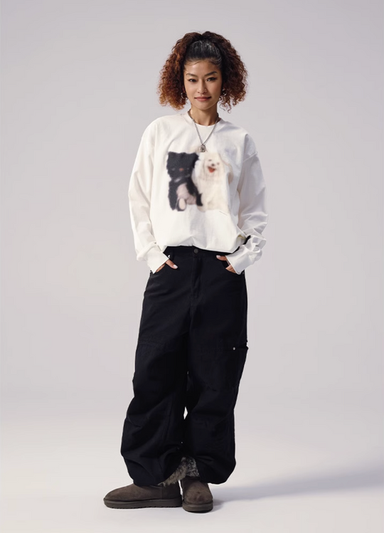 Remedy Puppy Print Long Sleeve Tee | Face 3 Face