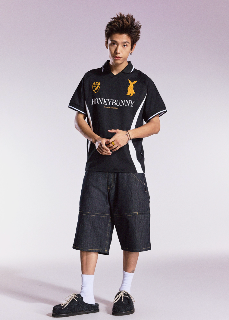 Remedy HONEYBUNNY Rabbit Embroidered Soccer Jersey Polo Shirt | Face 3 Face