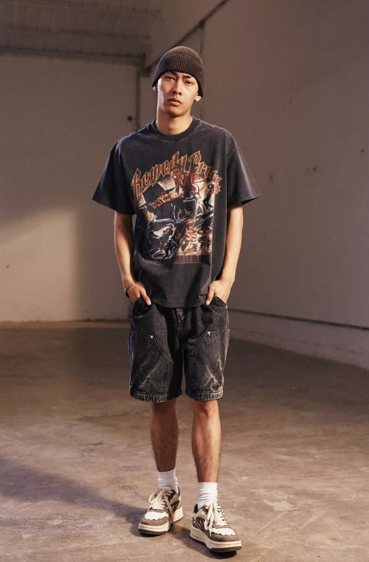 Remedy Washed Double Knee Denim Shorts | Face 3 Face