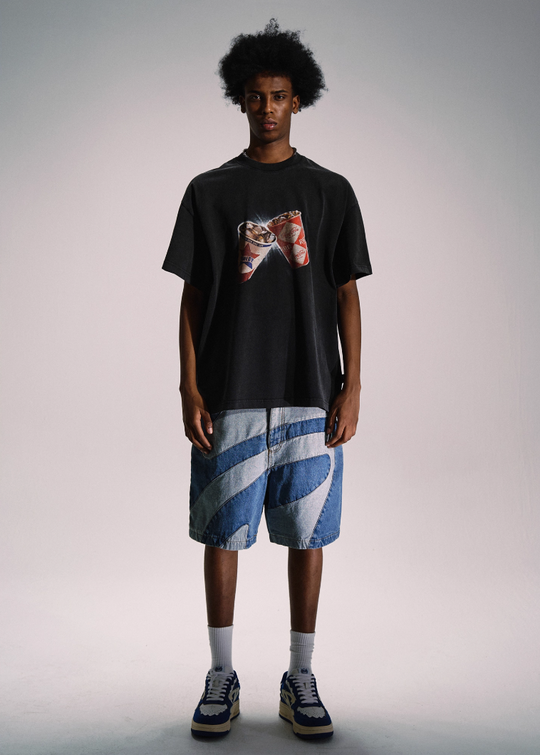 Remedy Wave Graphic Denim Shorts | Face 3 Face