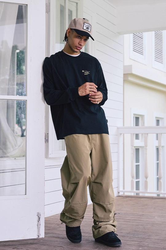 Remedy Pleated Drawstring Nylon Work Pants | Face 3 Face