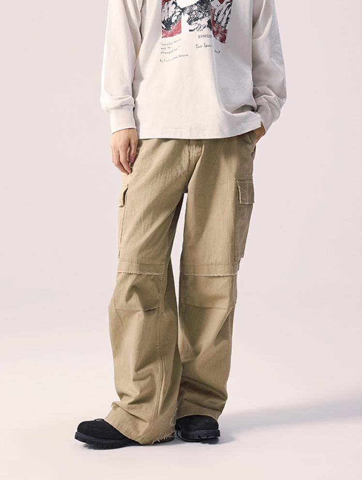 Remedy Distressed Hem Baggy Work Cargo Pants | Face 3 Face