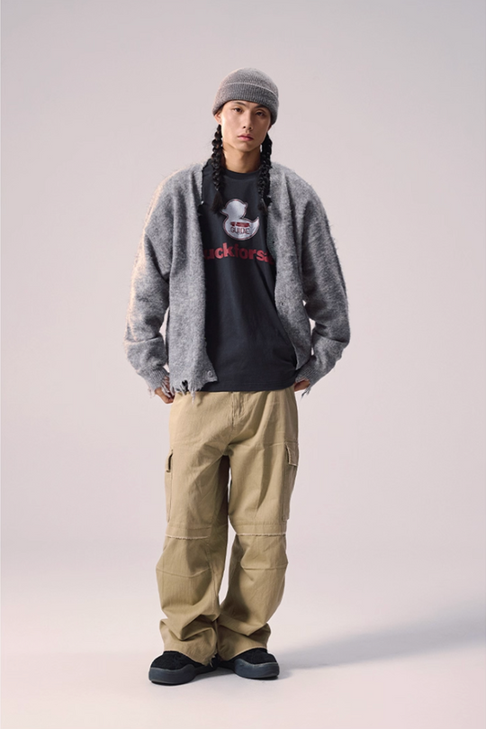 Remedy Distressed Hem Baggy Work Cargo Pants | Face 3 Face