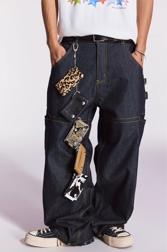 Remedy Metal Studded Keychain Coin Card Zipper Leather Wallet | Face 3 Face