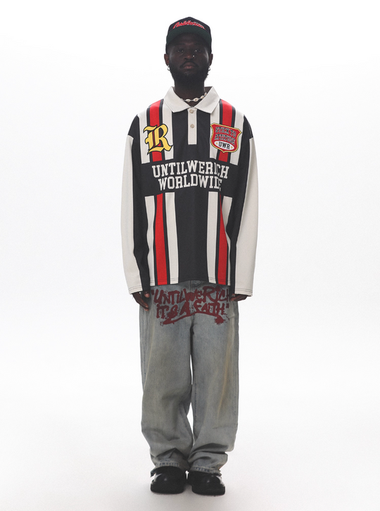 UNTILWERICH Contrast Stitch Long Sleeve Polo Jersey | Face 3 Face