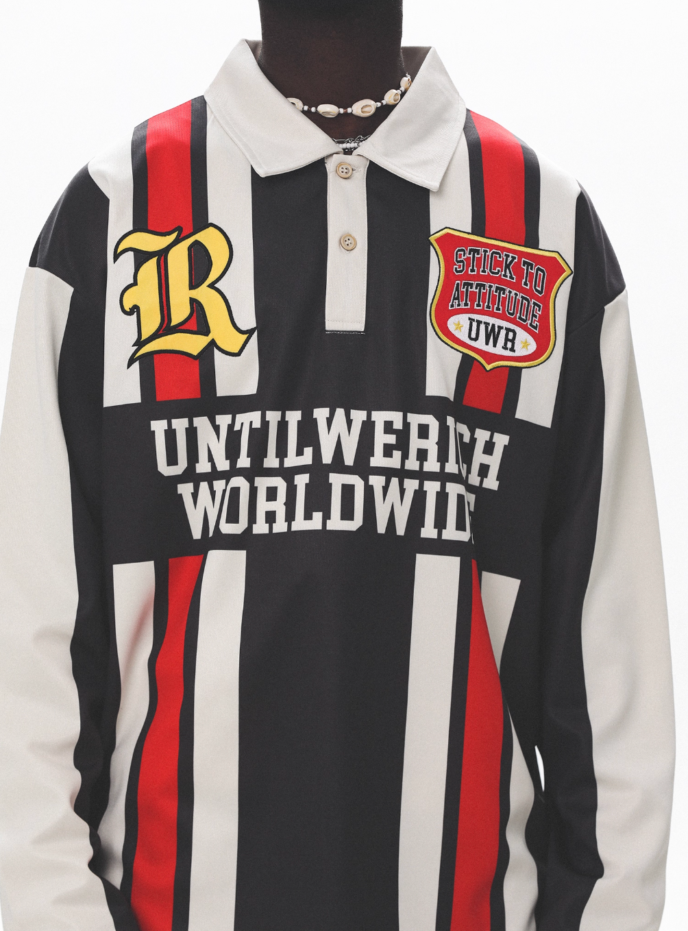 UNTILWERICH Contrast Stitch Long Sleeve Polo Jersey | Face 3 Face