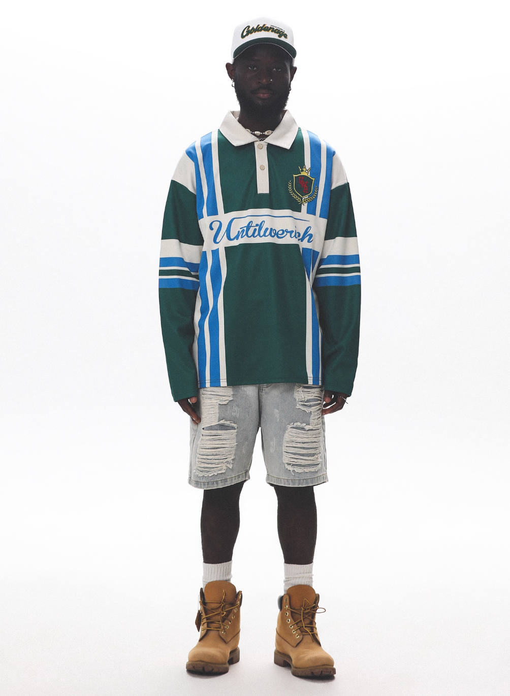 UNTILWERICH Color Blocking Striped Long Sleeve Polo Jersey | Face 3 Face