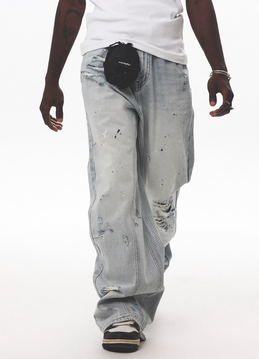 UNTILWERICH Washed Distressed Splash Ink Jeans | Face 3 Face