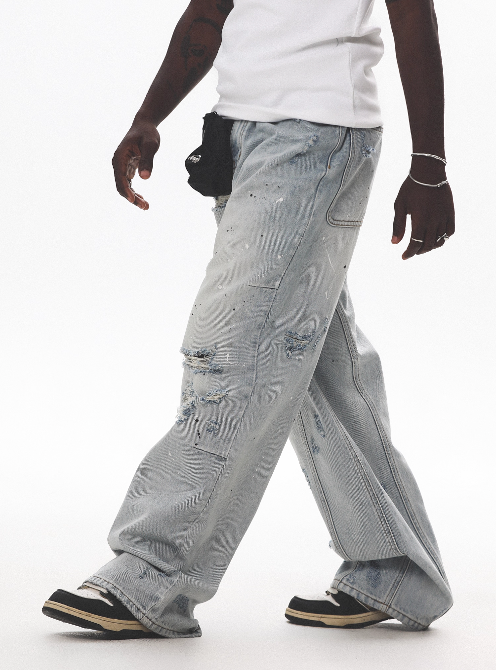 UNTILWERICH Washed Distressed Splash Ink Jeans | Face 3 Face