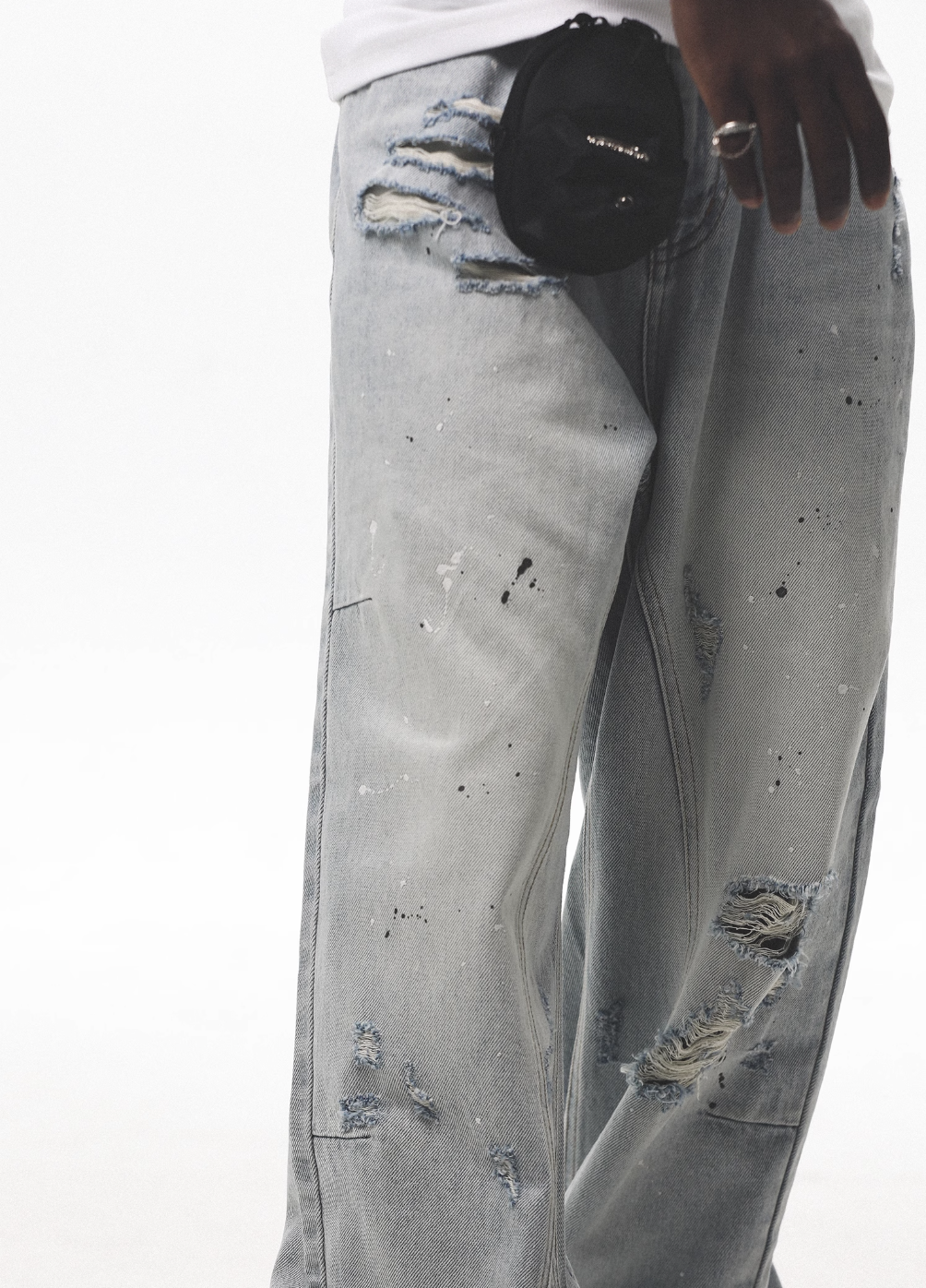 UNTILWERICH Washed Distressed Splash Ink Jeans | Face 3 Face