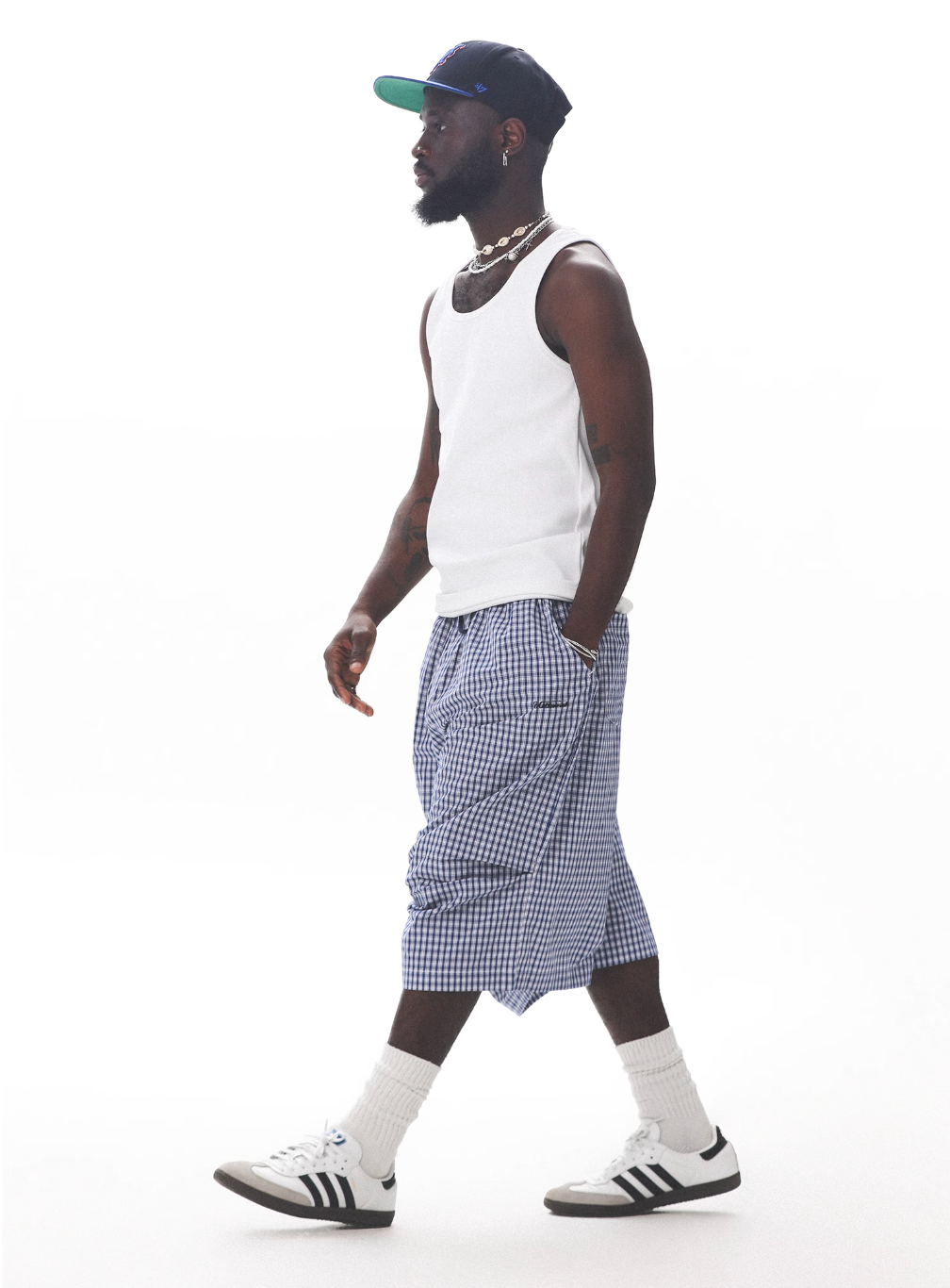 UNTILWERICH Plaid Pleated Knee Baggy Shorts | Face 3 Face