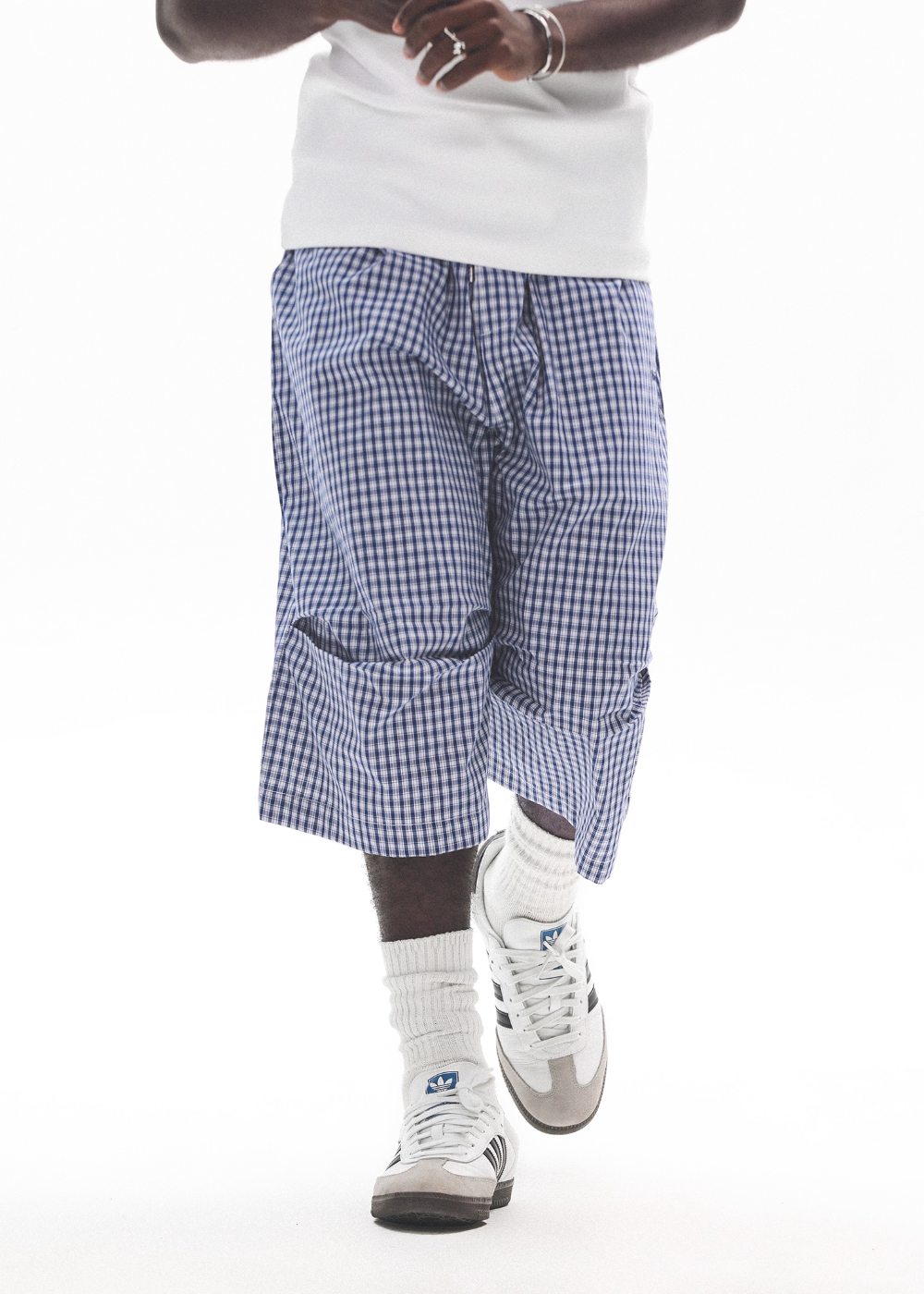 UNTILWERICH Plaid Pleated Knee Baggy Shorts | Face 3 Face