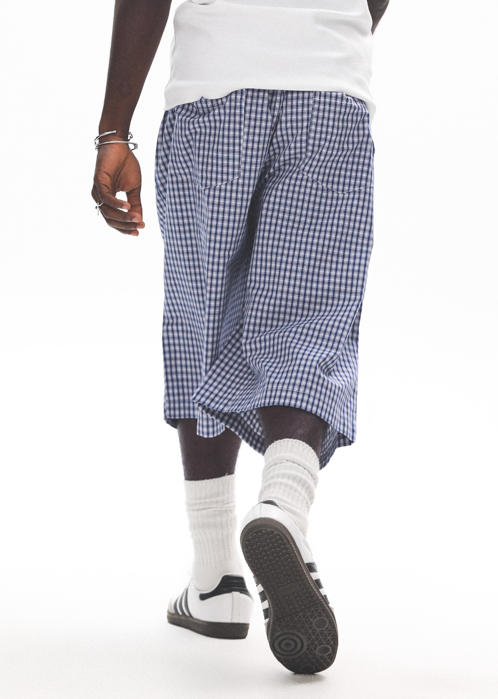 UNTILWERICH Plaid Pleated Knee Baggy Shorts | Face 3 Face