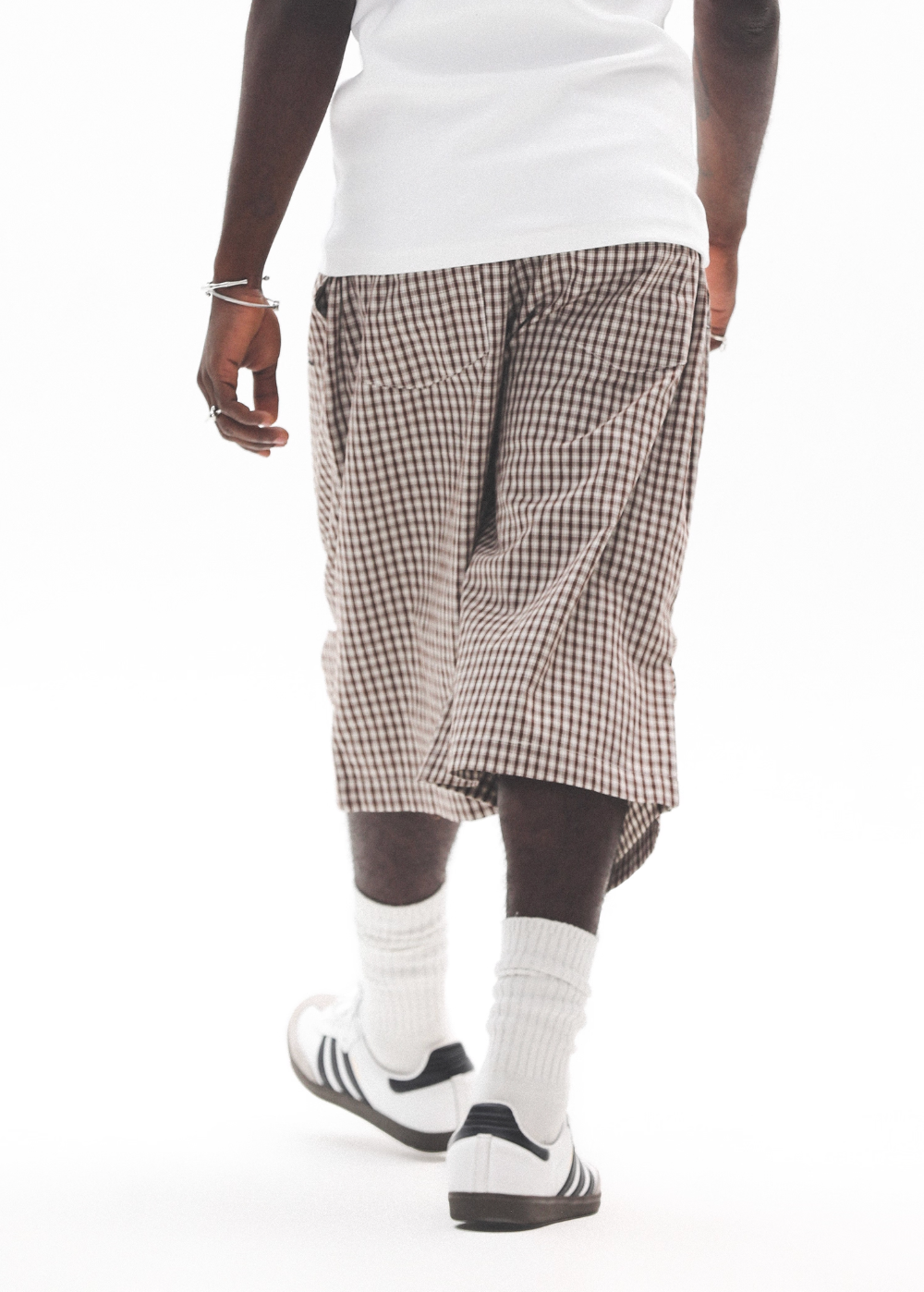 UNTILWERICH Plaid Pleated Knee Baggy Shorts | Face 3 Face