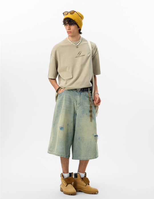 JHYQ Basic Logo Print Washed Tee | Face 3 Face