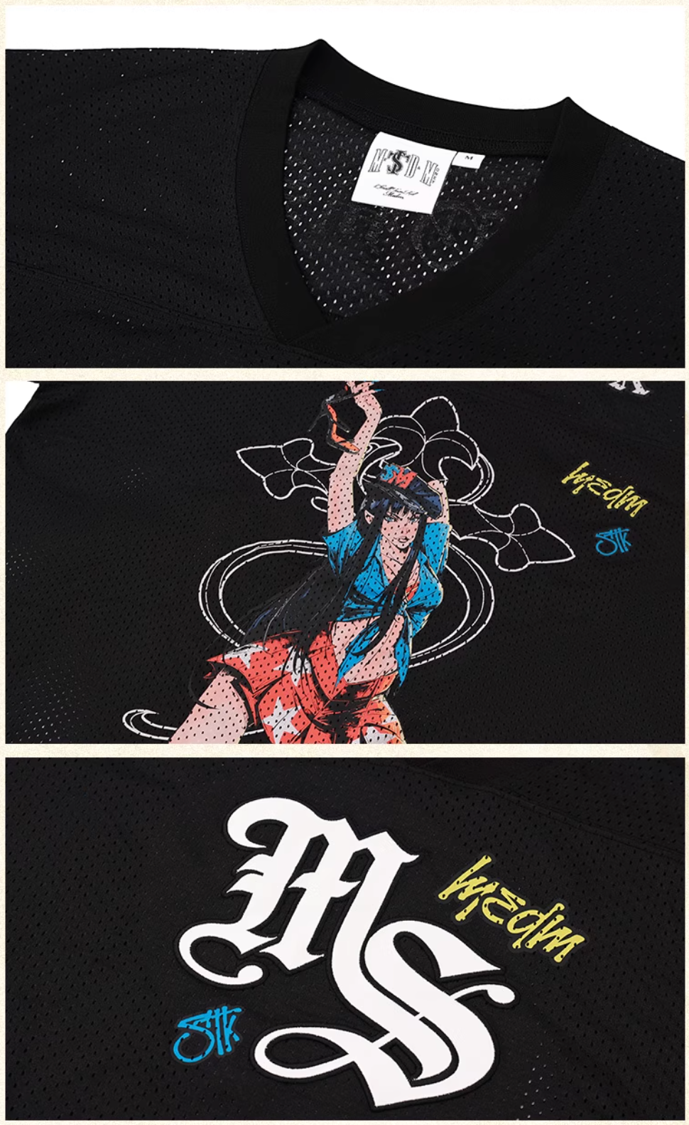 MEDM × STK Girl Cross Print Mesh Jersey | Face 3 Face