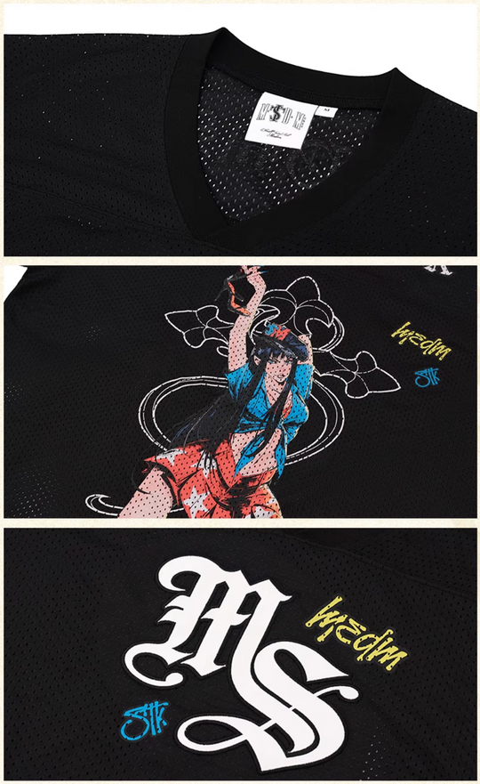 MEDM × STK Girl Cross Print Mesh Jersey | Face 3 Face