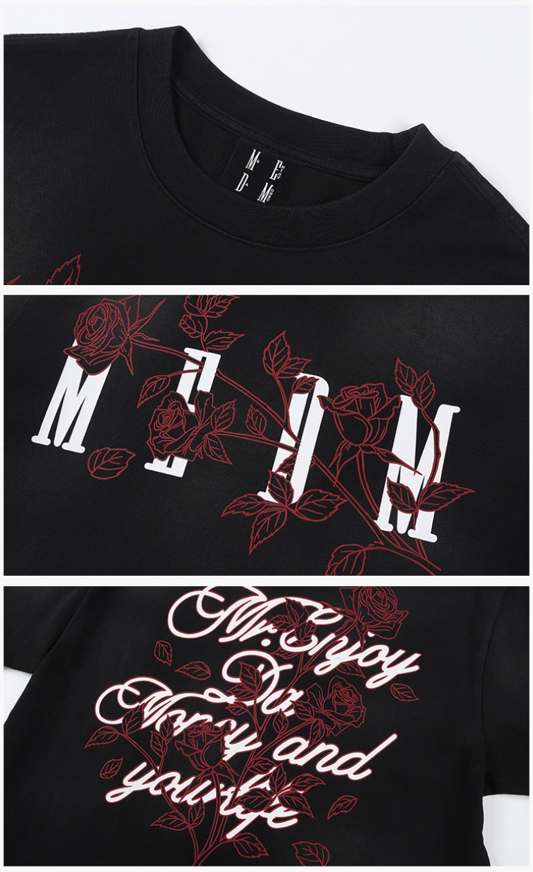 MEDM Rose Flower Print Washed Tee | Face 3 Face