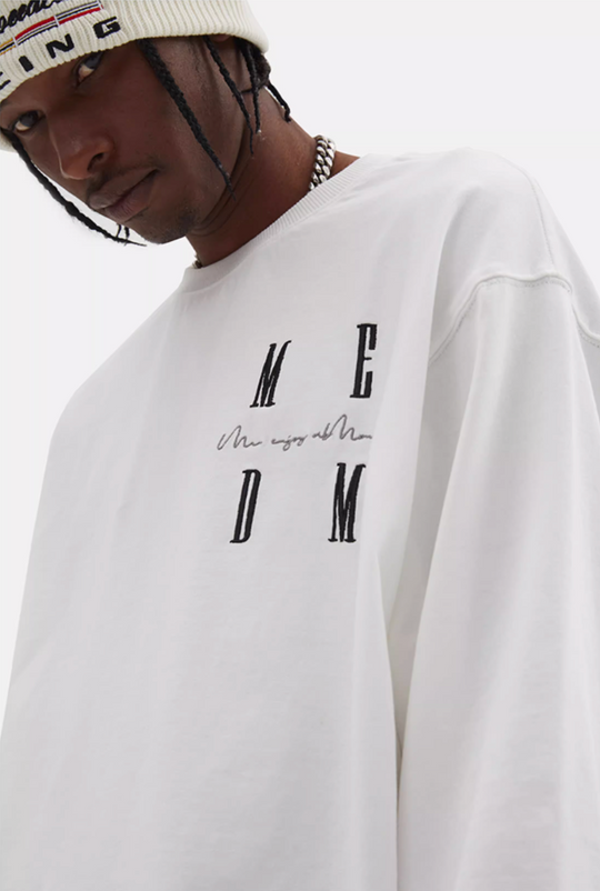 MEDM Standard Logo Embroidered Long Sleeve Tee | Face 3 Face
