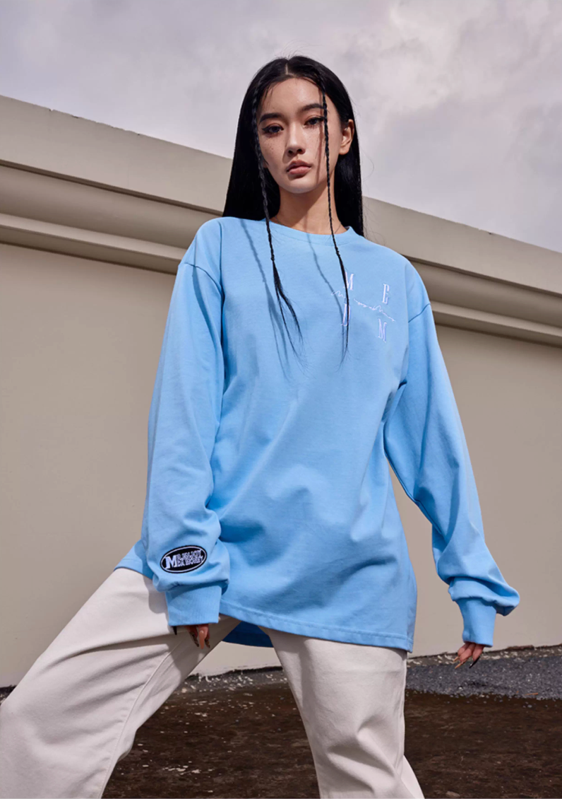 MEDM Standard Logo Embroidered Long Sleeve Tee | Face 3 Face