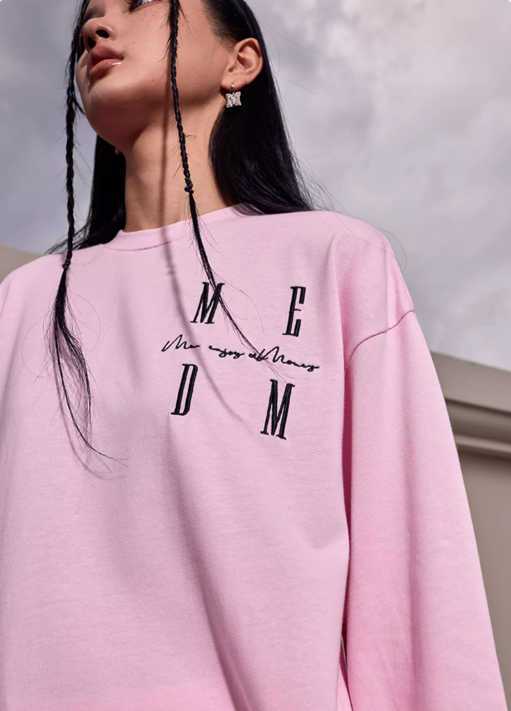 MEDM Standard Logo Embroidered Long Sleeve Tee | Face 3 Face