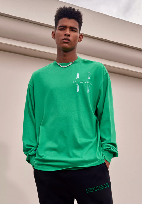 MEDM Standard Logo Embroidered Long Sleeve Tee | Face 3 Face