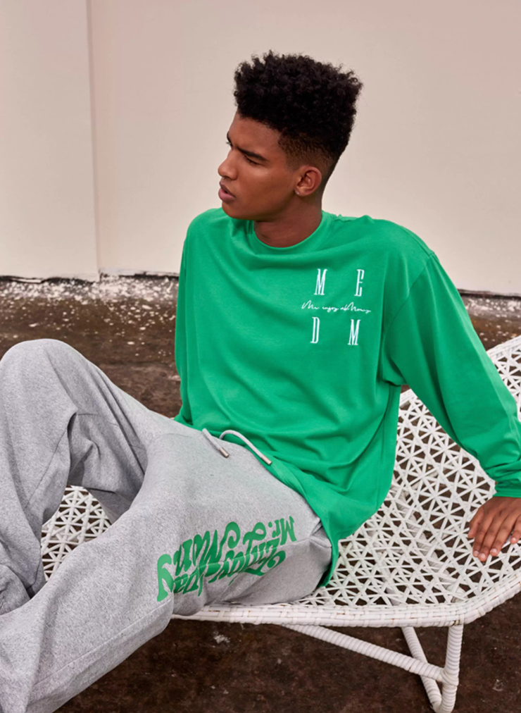 MEDM Standard Logo Embroidered Long Sleeve Tee | Face 3 Face