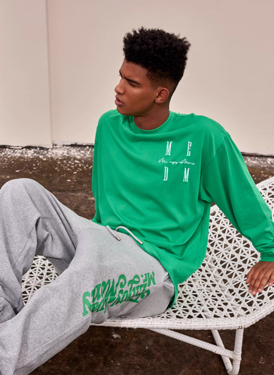 MEDM Standard Logo Embroidered Long Sleeve Tee | Face 3 Face