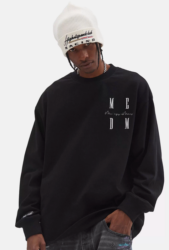 MEDM Standard Logo Embroidered Long Sleeve Tee | Face 3 Face