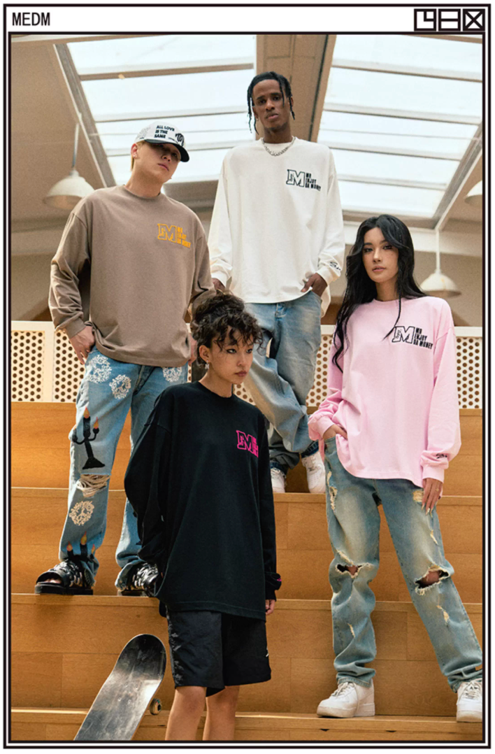 MEDM M Logo Embroidered Long Sleeve Tee | Face 3 Face