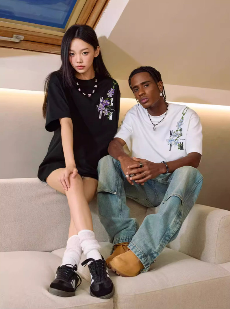 MEDM Vine Flower Embroidered Logo Tee | Face 3 Face