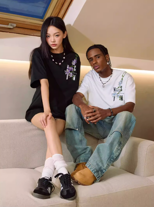 MEDM Vine Flower Embroidered Logo Tee | Face 3 Face