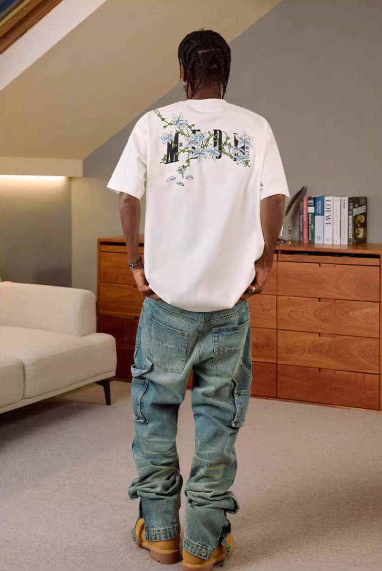 MEDM Vine Flower Embroidered Logo Tee | Face 3 Face