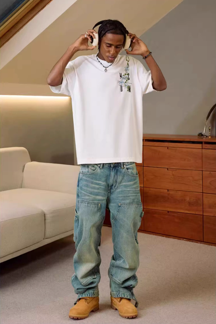 MEDM Vine Flower Embroidered Logo Tee | Face 3 Face