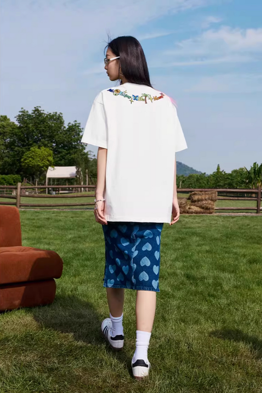 MEDM Butterfly Embroidered Neckline Tee | Face 3 Face