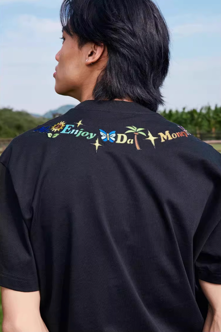 MEDM Butterfly Embroidered Neckline Tee | Face 3 Face