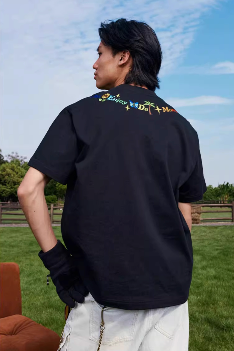 MEDM Butterfly Embroidered Neckline Tee | Face 3 Face