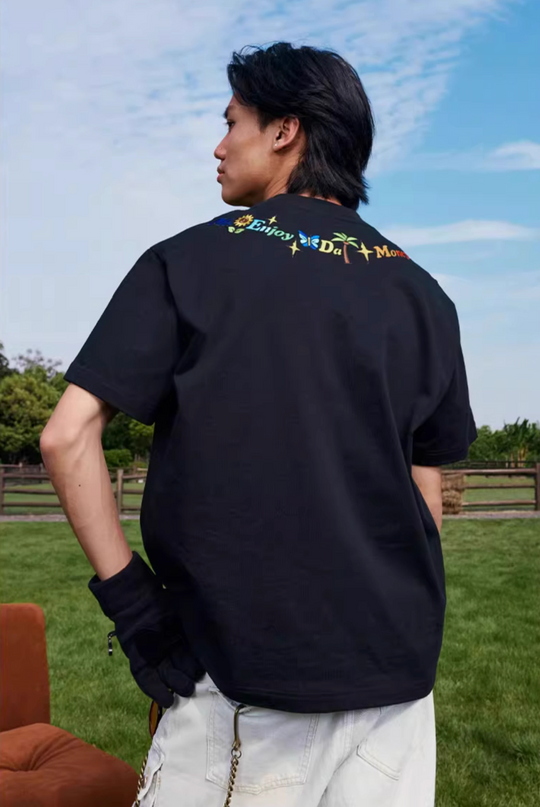 MEDM Butterfly Embroidered Neckline Tee | Face 3 Face