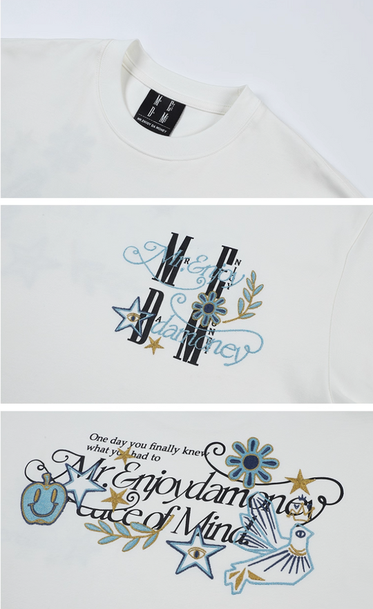 MEDM Glitter Bird and Apple Embroidered Tee | Face 3 Face