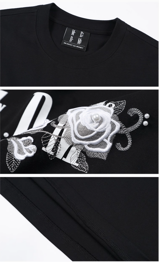 MEDM Beaded Rose Embroidery Logo Tee | Face 3 Face