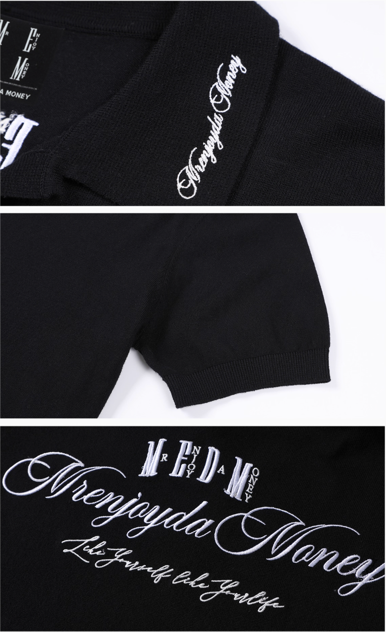 MEDM Handwriting Embroidery Knit Polo | Face 3 Face