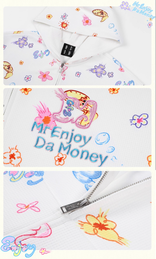 MEDM Graffiti Flower Full Print Zip Up Hoodie | Face 3 Face