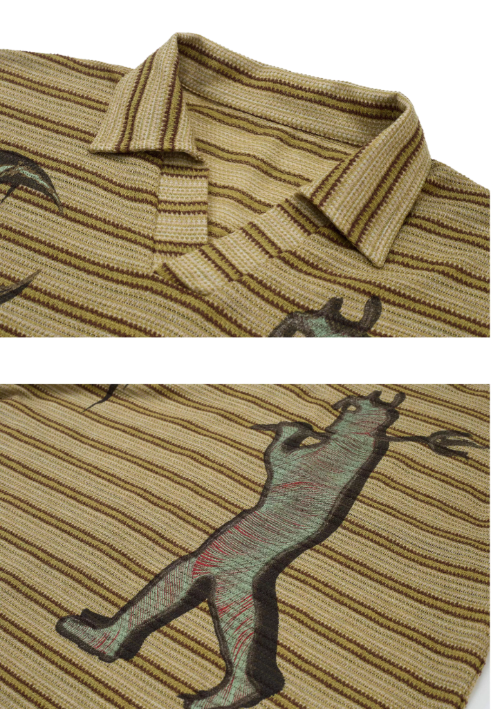 EVILKNIGHT(EK) Striped Graffiti Print Polo | Face 3 Face