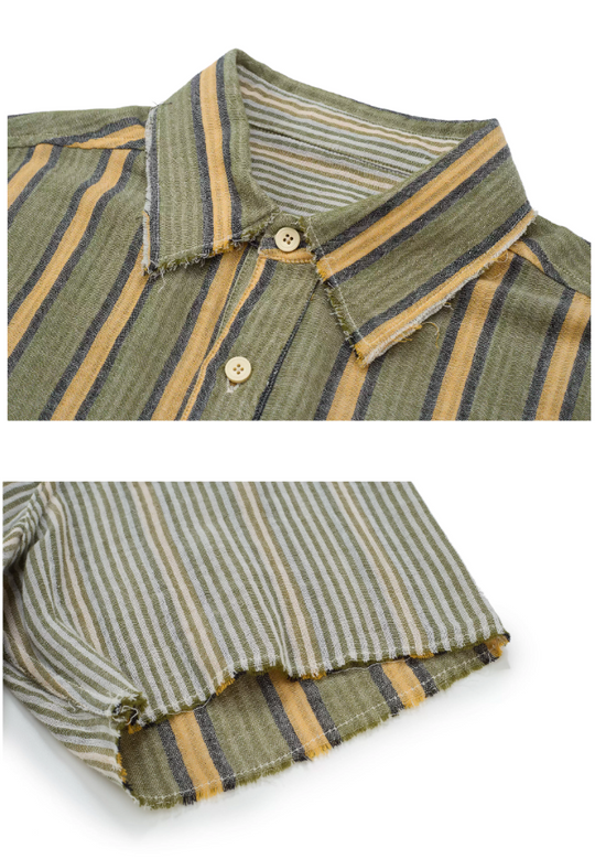 EVILKNIGHT(EK) Striped Plaid Reversible Short Sleeve Shirt | Face 3 Face