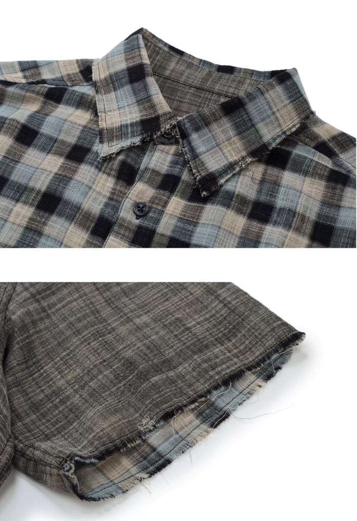 EVILKNIGHT(EK) Striped Plaid Reversible Short Sleeve Shirt | Face 3 Face