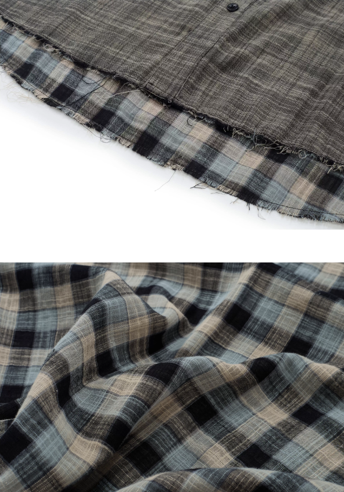 EVILKNIGHT(EK) Striped Plaid Reversible Short Sleeve Shirt | Face 3 Face